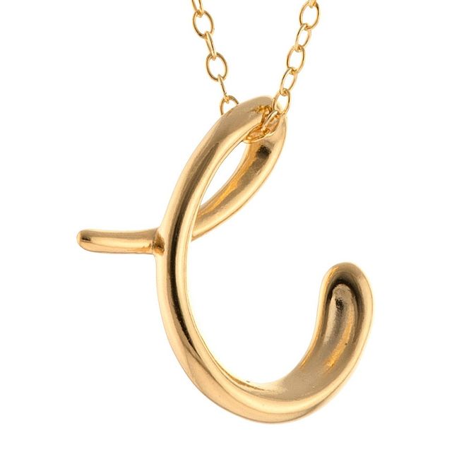 Womens Gold Plated Letter C Pendant - Gold (18)