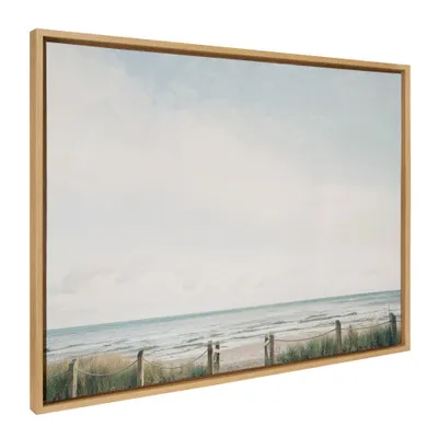 28 x 38 Sylvie Pale Sky Framed Canvas by F2 Images Natural - Kate & Laurel All Things Decor: Coastal Style Wall Decor, Horizontal Layout