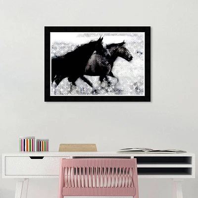 21 x 15 Running Horses Framed Wall Art Print: Digital Fashion Art, Wynwood Studio