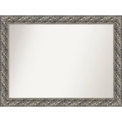 44 x 33 Non-Beveled Silver Luxor Wood Wall Mirror - Amanti Art: Modern Rectangle, Wall Mount