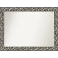 44 x 33 Non-Beveled Silver Luxor Wood Wall Mirror - Amanti Art: Modern Rectangle, Wall Mount