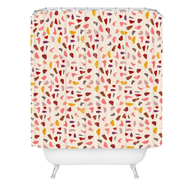 Mirimo Terrazzo Fall Shower Curtain Red - Deny Designs: Polyester, Machine Washable, Buttonhole Top