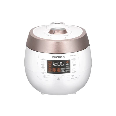 CUCKOO 6-Cup Heating Twin Pressure Rice Cooker and Warmer White: 14 Settings, Automatic Keep Warm, Dishwasher-Safe Parts