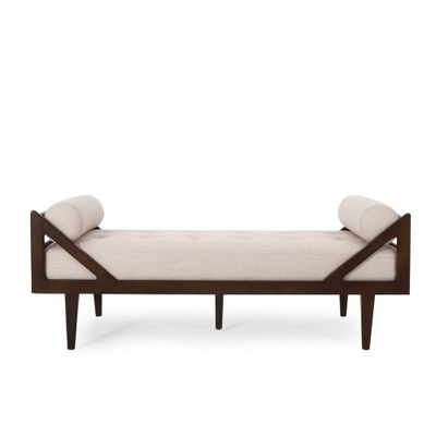 Rayle Contemporary Tufted Chaise Lounge with Rolled Accent Pillows