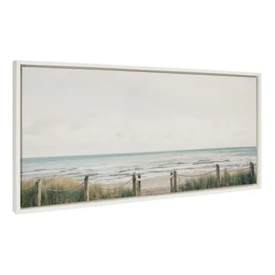 18 x 40 Sylvie Pale Sky Framed Canvas by F2 Images White - Kate & Laurel All Things Decor: Coastal Style Wall Art