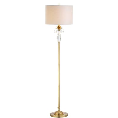 61 Crystal/Metal Adalyn Floor Lamp (Includes LED Light Bulb) Gold - JONATHAN Y