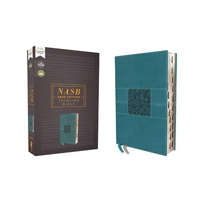 Nasb, Thinline Bible, Leathersoft, Teal, Red Letter Edition, 2020 Text, Thumb Indexed, Comfort Print - by Zondervan (Leather Bound)