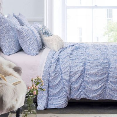 Greenland Home Fashions 3pc  Helena Ruffle Quilt Set Blue