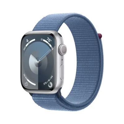 Apple Watch Series 9 GPS Smartwatch (2024) 41mm Silver Aluminum Case with Winter Blue Sport Loop