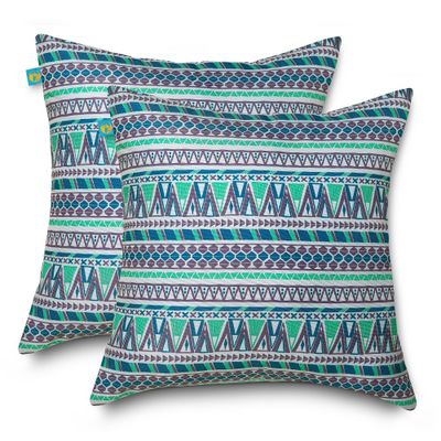 2pk Duck Covers Water-Resistant Outdoor Throw Pillows  - Classic Accessories: Geometric, Polyester Fill