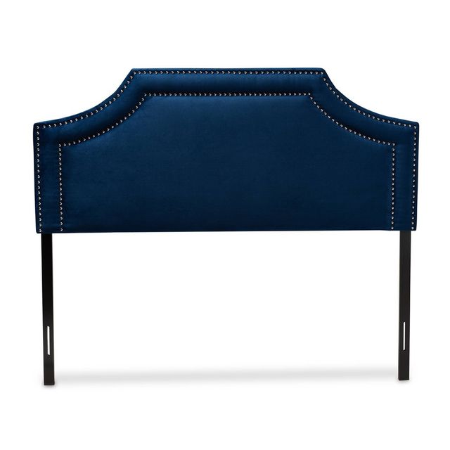 King Avignon Velvet Headboard Blue - Baxton Studio: Silver Nailheads, Adjustable Height, MDF & LVL Frame