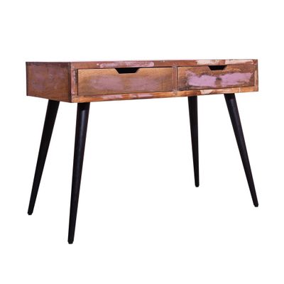 43 2 Drawer Reclaimed Wood Console Table with Angled Legs and Pastel Accent Brown/Black - The Urban Port: Handcrafted, Cut Out Handles