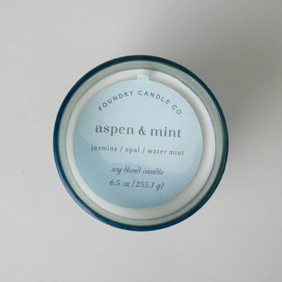 Foundry Candle Co. Ombre Frosted Glass Jar Candle Aspen Mint 6.5oz