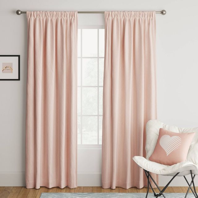42x63 Room Darkening Heathered Window Curtain Panel Pink - Room Essentials: Noise Reduction, UV Protection, Thermal Insulated