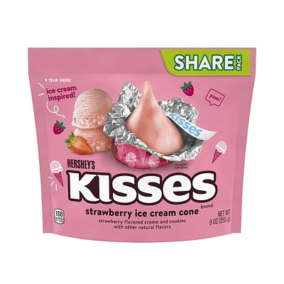 Hersheys Kisses Strawberry Ice Cream Cone Flavored Share Bag Candy - 9oz