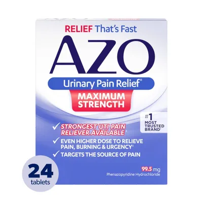 AZO Maximum Strength Urinary Pain Relief, UTI Pain Reliever - 24ct