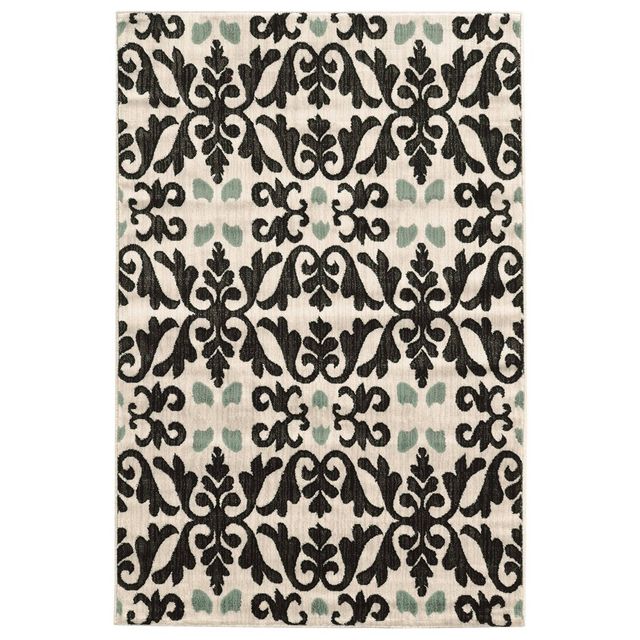 5x7 Elegance Florence Rug Off White/Black - Linon