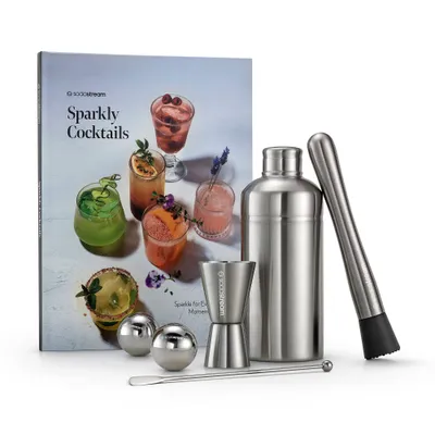 SodaStream Mixology Kit: 18/10 Stainless Steel Barware Set, BPA-Free, Dishwasher-Safe, 6-Piece Bartending Set, Silver