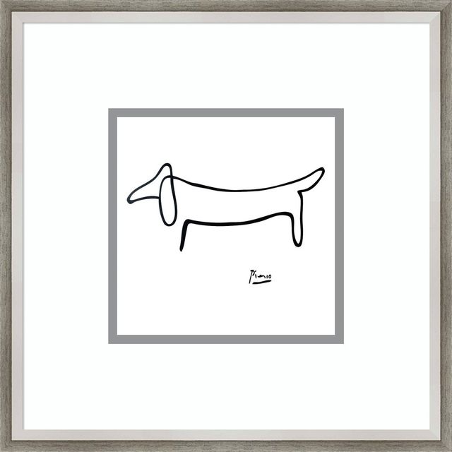 16 x 16 Le Chien The Dog by Pablo Picasso Framed Wall Art Print Gray - Amanti Art: Minimalist Dachshund Lithograph, Modern Decor