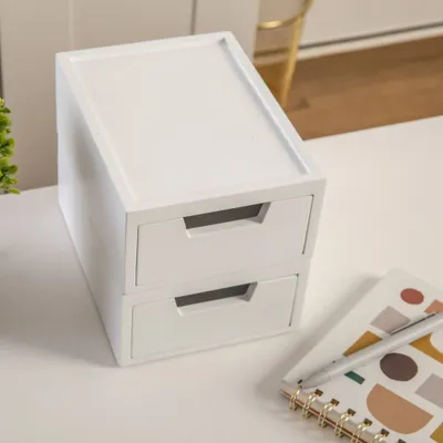 Martha Stewart 2pc Stackable Boxes with Drawers White