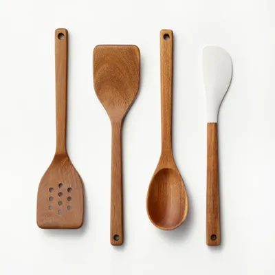 4pc Wood Kitchen Utensil Set Brown - Figmint