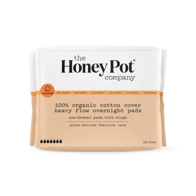 The Honey Pot Company, Non-Herbal Regular Pads with Wings, Organic Cotton  Cover, 20 ct.