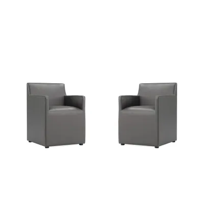 Set of 2 Anna Modern Square Faux Leather Dining Armchairs - Manhattan Comfort