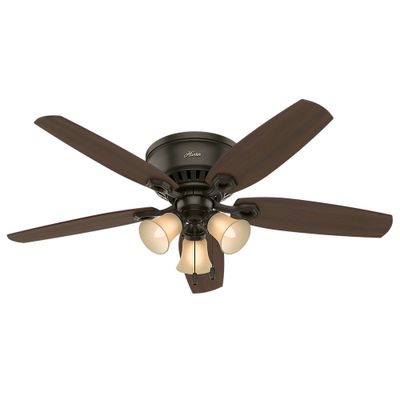 Hunter Fan 52 LED Builder Low Profile Ceiling Fan (Includes Light Bulb) : 5-Blade, 3-Speed, Reversible Motor, ETL Listed