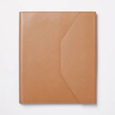 Padfolio with Pockets and 80 Page 0.3 Rule Notepad Brown - Threshold: Recycled Polyester, Lined Journal, Soft Cover