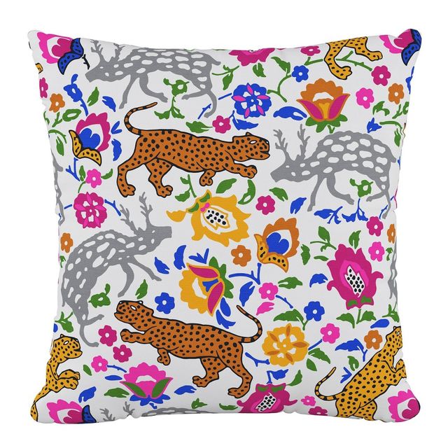 18x18 Skyline Furniture Square Outdoor Throw Pillow Leopard Cool Multi: Polyester Fabric, Zippered, Multicolored Animal Print