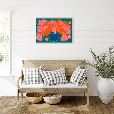 Amanti Art 33x23 Pink Flower Bouquet by Treechild Framed Canvas Wall Art Print