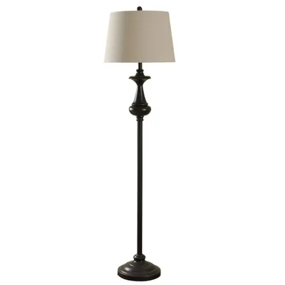 Natural Linen Floor Lamp Bronze Finish - StyleCraft: Steel Standing Light for Home Office