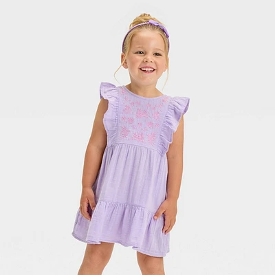 Toddler Girls Ruffle Embroidered Floral Dress