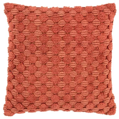 20x20 Oversize Textured Square Throw Pillow Cover Terracotta - Rizzy Home: Woven Cotton, Zipper Closure