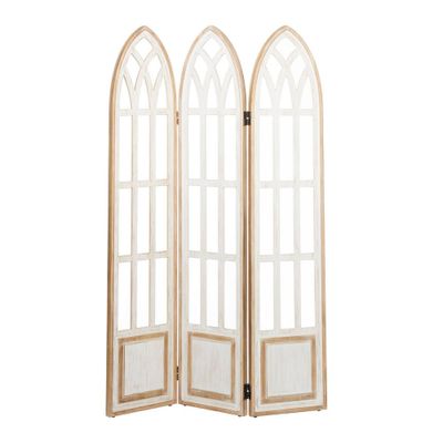 Farmhouse Wood Room Divider Screen White - Olivia & May: Elegant 3-Panel Partition, No Assembly Required