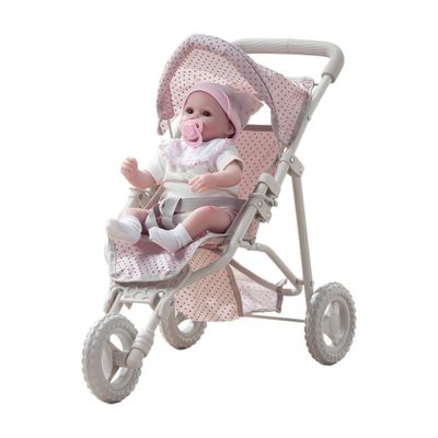 Olivias Little World - Polka Dots Princess Baby Doll Jogging Stroller - Pink & Gray
