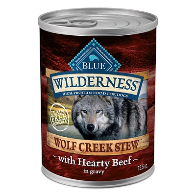 Blue Buffalo Wilderness Wolf Creek Stew High Protein Natural Wet Dog Food with Hearty Beef Stew in Gravy - 12.5oz