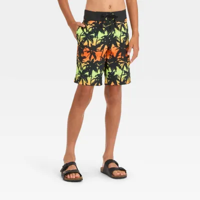 Boy Ombre Palm Leaf Printed Swim Short