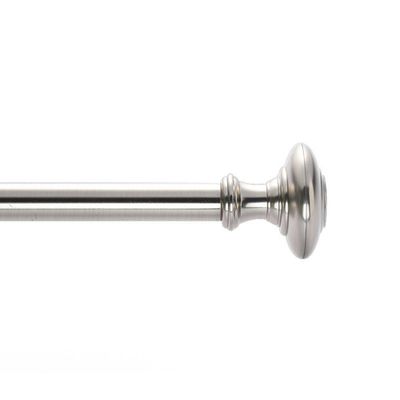 Drapery Single Rod Set Finials Traditional Brushed Nickel - Lumi Home Furnishings: Adjustable Curtain Rod