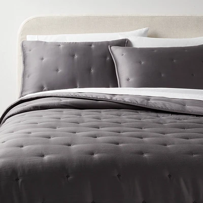 Full/Queen TENCEL Comforter and Sham Set Dark Gray - Threshold: 320 Thread Count, Cooling Fabric, Machine Washable