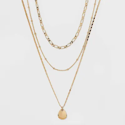 Smooth Drop Multi-Strand Pendant Necklace - A New Day Gold