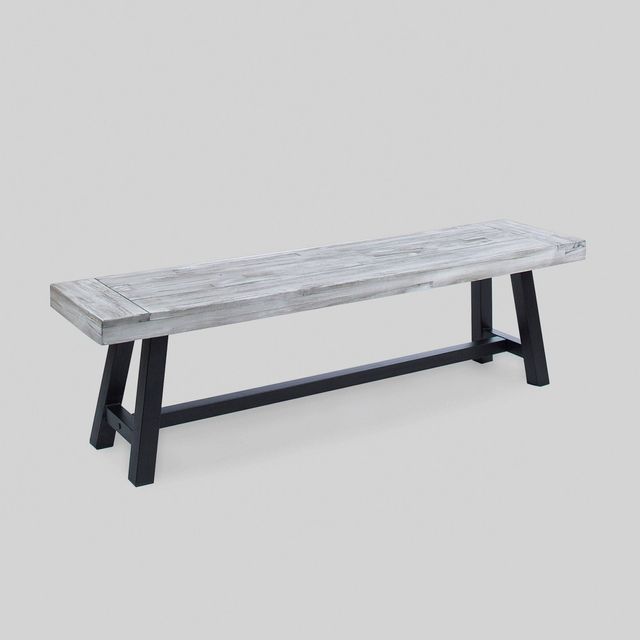 Carlisle Acacia Wood Dining Bench Light Gray - Christopher Knight Home