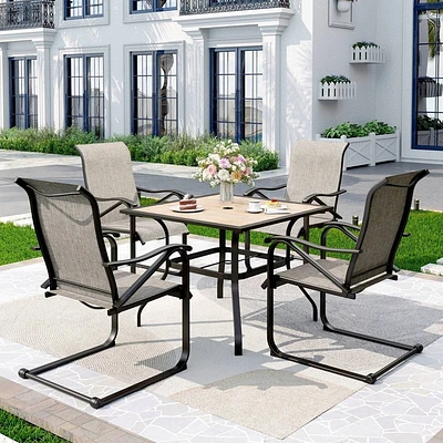 5pc Patio Dining Set with 37x37 Square Table & 4 C-Spring Motion Chairs - Captiva Designs