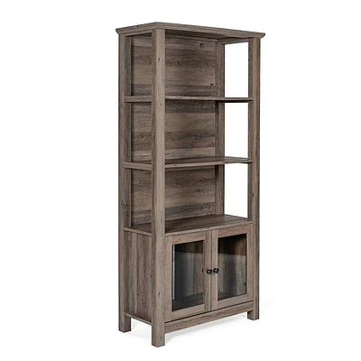 Taylor & Logan 87 Willis Modern Farmhouse Bookcase with Glass Door : 3-Tier, Metal Accents