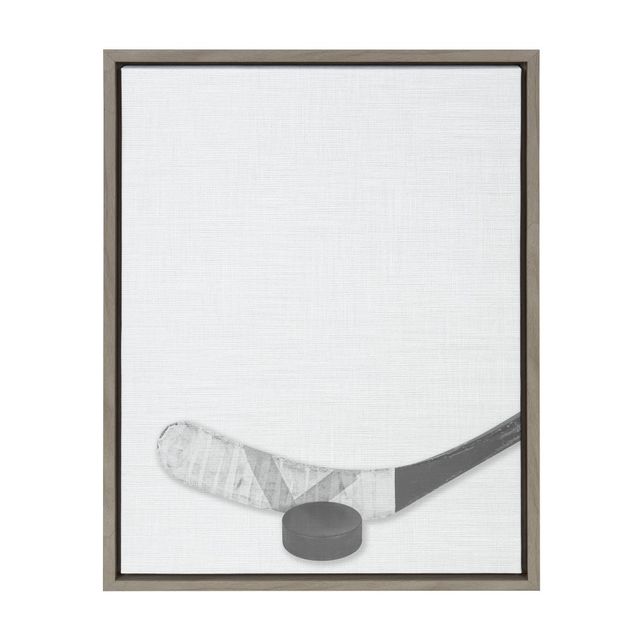 18 x 24 Sylvie Hockey Stick and Puck Framed Canvas