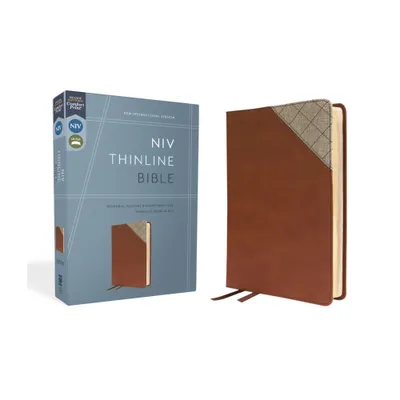 Niv, Thinline Bible, Leathersoft, Brown, Red Letter, Comfort Print - by Zondervan (Leather Bound)