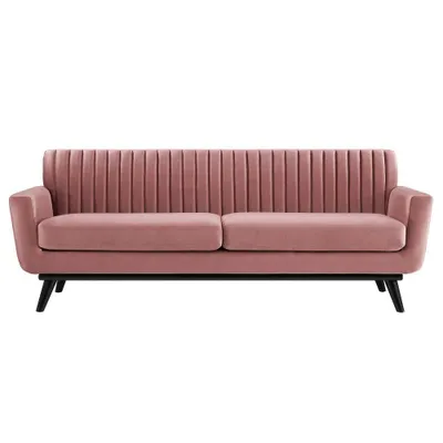 Engage Channel Tufted Performance Velvet Sofa - Modway: Upholstered, Wood Frame