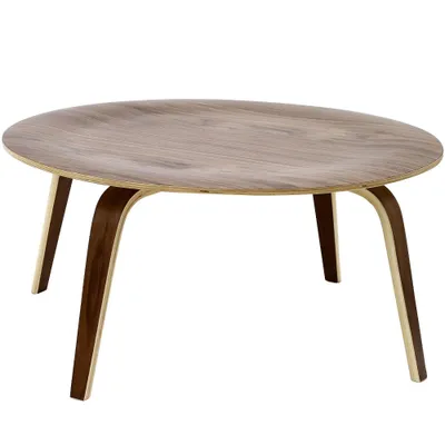 Plywood Coffee Table Walnut - Modway: 8-Ply Molded Veneer, Heat-Pressed, 34x34x16 Inch