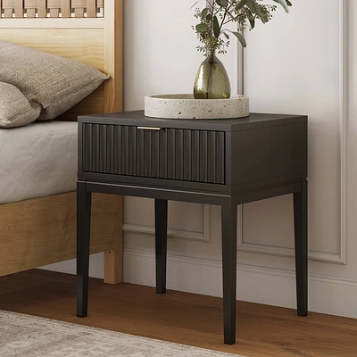 Nathan James Jasper Wood Fluted Nightstand Black