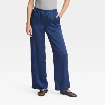 Women Mid-Rie Satin Pull-On Pant